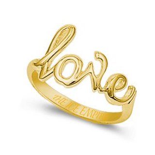 7MM 18K GOLD PLATED .925 STERLING SILVER CURSIVE STYLE "LOVE" BAND RING SIZE 4 10: Eternity Rings: Jewelry
