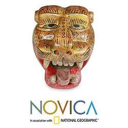 Pinewood 'Maya Jaguar' Sculpture (Guatemala) Novica Statues & Sculptures