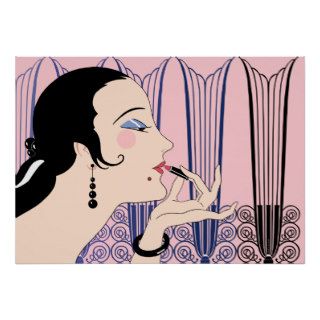 Eve, Art Deco Lady in Pink and Blue Poster