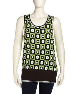 Sequined Mod Print Knit Tank, Womens