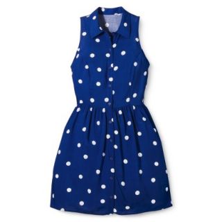 Merona Womens Woven Sleeveless Shirt Dress   Blue Polka Dot   18
