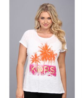 MICHAEL Michael Kors Plus Size S/S Logo Printed Crew Tee Womens T Shirt (White)
