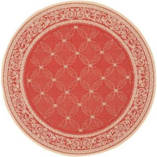 Safavieh Courtyard Red/Natural 5.3 ft. x 5.3 ft. Round Area Rug CY1502 3707 5R