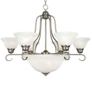 Yosemite Home Decor Bridalveil 7 Light Incandescent Chandelier, Satin Nickel Frame with Frosted Marble Shades DISCONTINUED 92239 3+6SN
