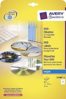 Avery Zweckform C9780 15 DVD Etiketten, Ø 117 mm, 15 Blatt/30 Etiketten, weiß Bürobedarf & Schreibwaren