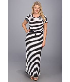 MICHAEL Michael Kors Plus Size S/S Striped Maxi Dress Womens Dress (Navy)