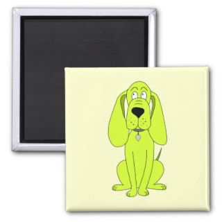 Lime Green Dog. Cute Hound Cartoon. Refrigerator Magnets