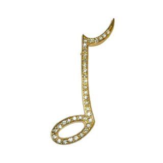 Goldplated Crystal Music Note Pin: Jewelry