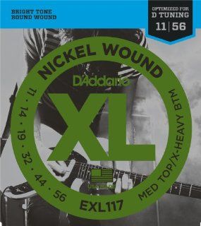 D'Addario EXL117 Drop D Tuning Satz Nickelsaiten für E Gitarre 011'   056' Medium Top/X Heavy: Musikinstrumente
