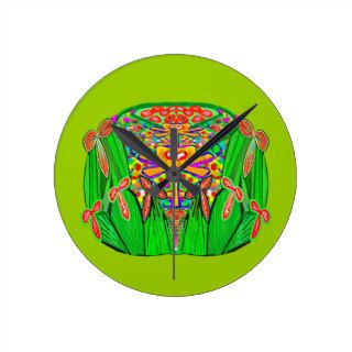 Art101 Green Lovers Cactus Jewel Design by Navin Round Wallclock