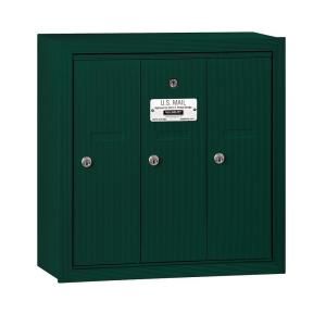 Salsbury Industries 3500 Series Green Surface Mounted Private Vertical Mailbox with 3 Doors 3503GSP