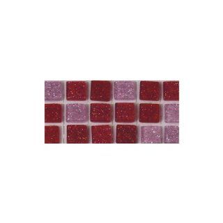 RAYHER   Acryl Mosaik, Glitter, selbstklebend, 5mm, quad., SB Btl. 144 Stück,3 Farben, rosé: Spielzeug