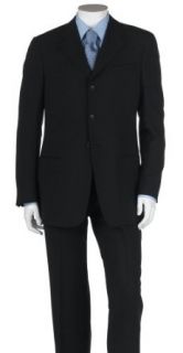 Armani Men's Solid Three Button Flat Front Suit, Dark Navy at  Mens Clothing store: Business Suit Pants Sets