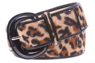 2" Wide Ladies Patent Leather Leopard Print Animal Fur Fashion Belt Size: M/L   36 Color: Beige at  Womens Clothing store: Apparel Belts