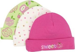 Gerber Baby Girls Newborn 3 Pack Sweet Apple Cap, Pink/White, 0 6 Months: Infant And Toddler Hats: Clothing