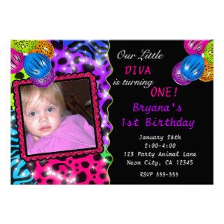 Neon Animal Print Cheetah Leopard Photo Invitation