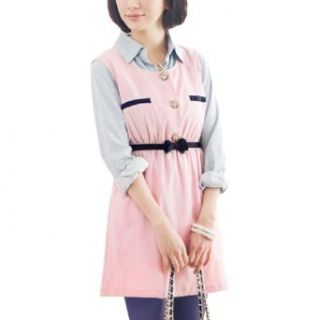Lady Scoop Neck Sleeveless Elastic Loop Waist Mini Dress Light Pink XS at  Womens Clothing store