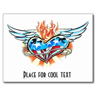 Cool Marvel  Heart with Flame tattoo  postcard