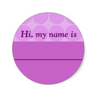 "Hi, my name is ______"   Lavender Dotted Design Sticker