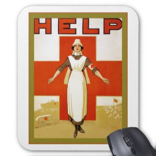 Help ~ Vintage Nurse ~ World War 1 Mousepads