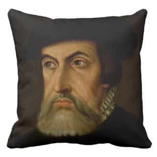 Portrait of Hernan Cortes (1485 1547) (oil on canv Pillows