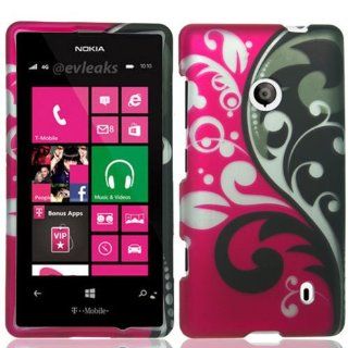 For T Mobile Nokia Lumia 521 Windows Phone 8 Hard Snap on Case Red Black Vine: Everything Else
