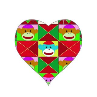 Monkey plaid. heart sticker