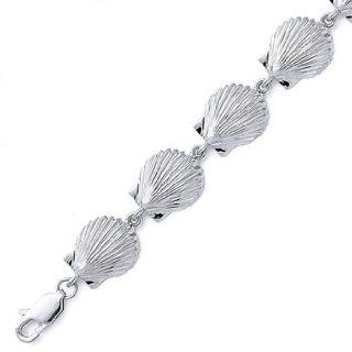 Sterling Silver Seashell Bracelet: Link Bracelets: Jewelry