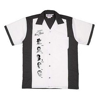 Rat Pack Bowling Shirt White & Black Retro Bowler: Clothing