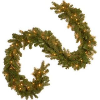 National Tree Company 9 ft. Feel Real Down Swept Douglas Fir Garland with 100 Clear Lights PEDD4 369 9B