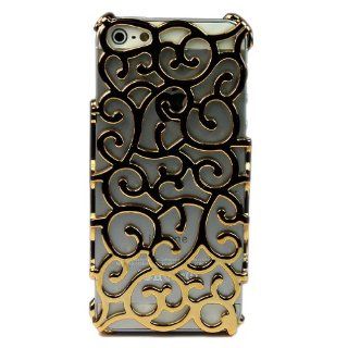 Wall  Hollow Out Design Flower Chrome Plated Case Cover for Apple Iphone 5 5g Gold: Cell Phones & Accessories