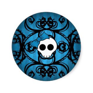 Cute gothic skull on blue and black sticker