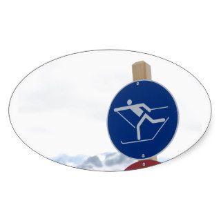 Langlaufen   Cross Country skiing Oval Stickers