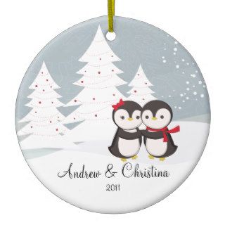 Penguin Couple Love Cute Christmas Ornament