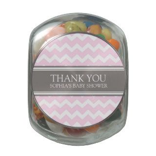 Baby Shower Favor Candy Jar Grey Pink Chevron Jelly Belly Candy Jars
