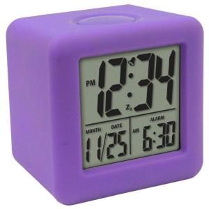 La Crosse Technology 3 1/4 in. x 3 1/4 in. Soft Purple Cube LCD Digital Alarm Clock 70904