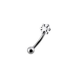 Snowflake 316L Surgical Steel Eyebrow Ring   Body Piercing & Jewelry by VOTREPIERCING   Size: 1.2mm/16G   Length: 08mm   Balls: 03mm: Jewelry