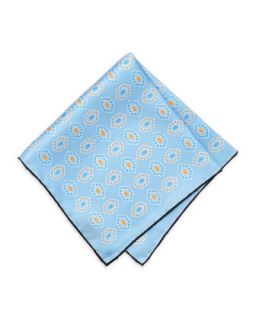 Diamond Print Silk Pocket Square, Light Blue
