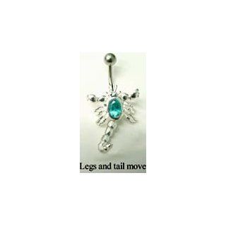 Scorpion belly ring with moving claws in .925 Sterling Silver: Piercing Rings: Jewelry