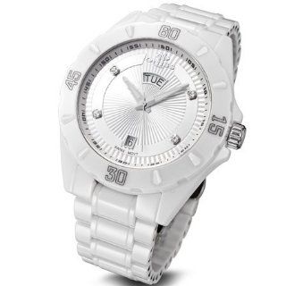 Oniss #ON8013 M Men's White Ceramic Diamond Index Sports Watch with White Trim: Watches