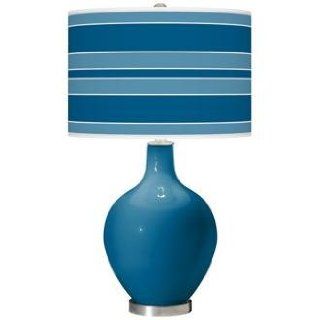 Mykonos Blue Bold Stripe Ovo Table Lamp    