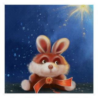 cartoon bunny painting Poster