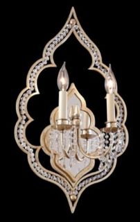 Corbett Lighting 161 12 Bijoux   Two Light Wall Sconce, Silver Leaf with Antique Mist Finish with Clear Crystal   Golden Wall Sconce Lighting  