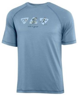 Life is good Men's Triathlon Poly T Shirt BLUE 2XL: Clothing