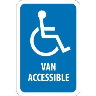 NMC TM147J Handicap Parking Sign, Legend "VAN ACCESSIBLE" with Graphic, 12" Length x 18" Height, Engineer Grade Prismatic Reflective Aluminum 0.080, White On Blue Industrial Warning Signs