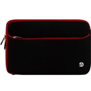 Premium Scratch Resistant Protective Neoprene Sleeve with Exterior Pocket for HP Butter Gold 173" Pavilion G7 1019WM Laptop PC , Black Red Trim: Clothing