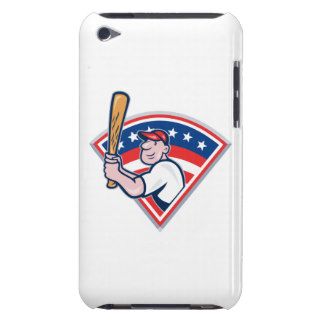American Baseball Player Batting Cartoon iPod Touch Case