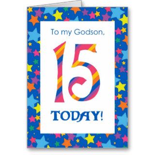 15th Birthday Card for Godson, Stripes and Stars