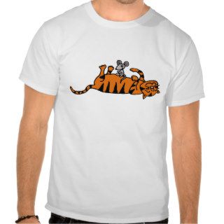 XX  Mouse Sitting on Cat Stomach Cartoon T shirt