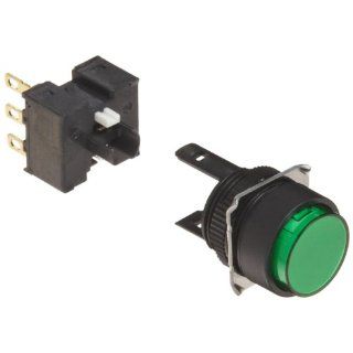 Omron A165 TGM 1 Projection Type Pushbutton and Switch, Solder Terminal, IP65 Oil Resistant, 16mm Mounting Aperture, Non Lighted, Momentary Operation, Round, Green, Single Pole Double Throw Contacts: Electronic Component Pushbutton Switches: Industrial &am